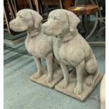 HOUNDS, a pair, composite stone, 73cm H, approx. (2)