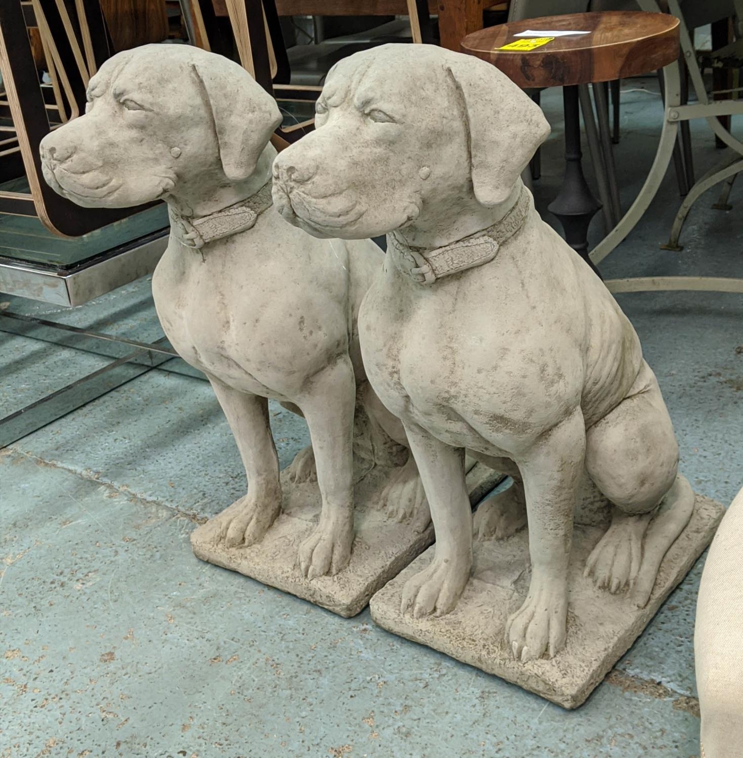 HOUNDS, a pair, composite stone, 73cm H, approx. (2) - Image 2 of 5