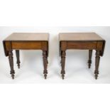 DROPLEAF SIDE TABLES, a pair, 73cm H x 71cm x 54cm, 124cm open, early Victorian mahogany, each