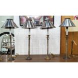 TABLE LAMPS, 58cm H, a set of four, with polished metal shades. (4)