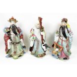 CHINESE IMMORTAL PORCELAIN FIGURES, three, 20th century, 'The three star gods', polychrome painted