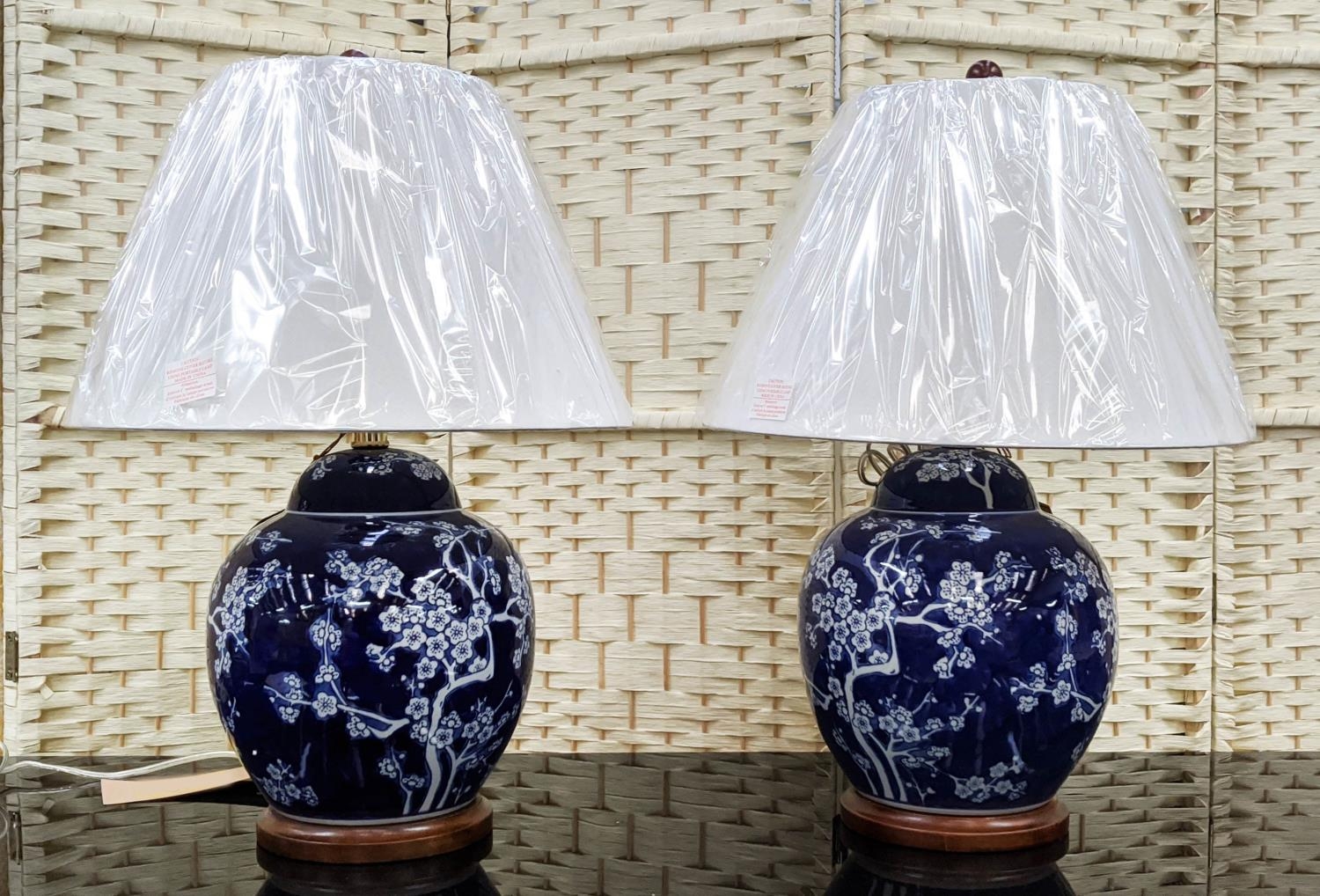 LAUREN RALPH LAUREN HOME TABLE LAMPS, a pair, ceramic, 58cm H, with shades.