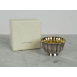 BULGARI CAVIAR BOWL, scalloped in 925 silver with 24ct gilded interior in original box, marked to