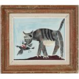 PABLO PICASSO, Gatto Che Addenta un Ucello, rare pochoir 1955, limited edition 200, suite Venti