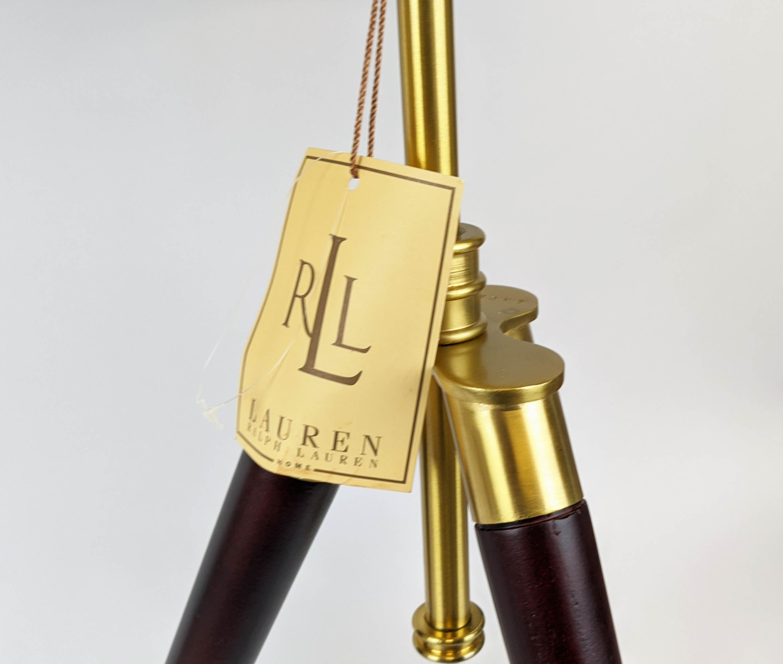LAUREN RALPH LAUREN HOME TABLE LAMPS, a pair, tripod design, with shades, 85cm H at tallest. (2) - Image 4 of 6