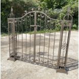 ARCHITECTURAL GARDEN GATE, 136cm high x 144cm wide x 28cm deep, wrought metal.