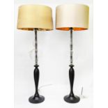 LES HERITIERS WITH ROCHE BOBOIS FLOOR LAMPS, a pair, with shades 160cm H. (2)