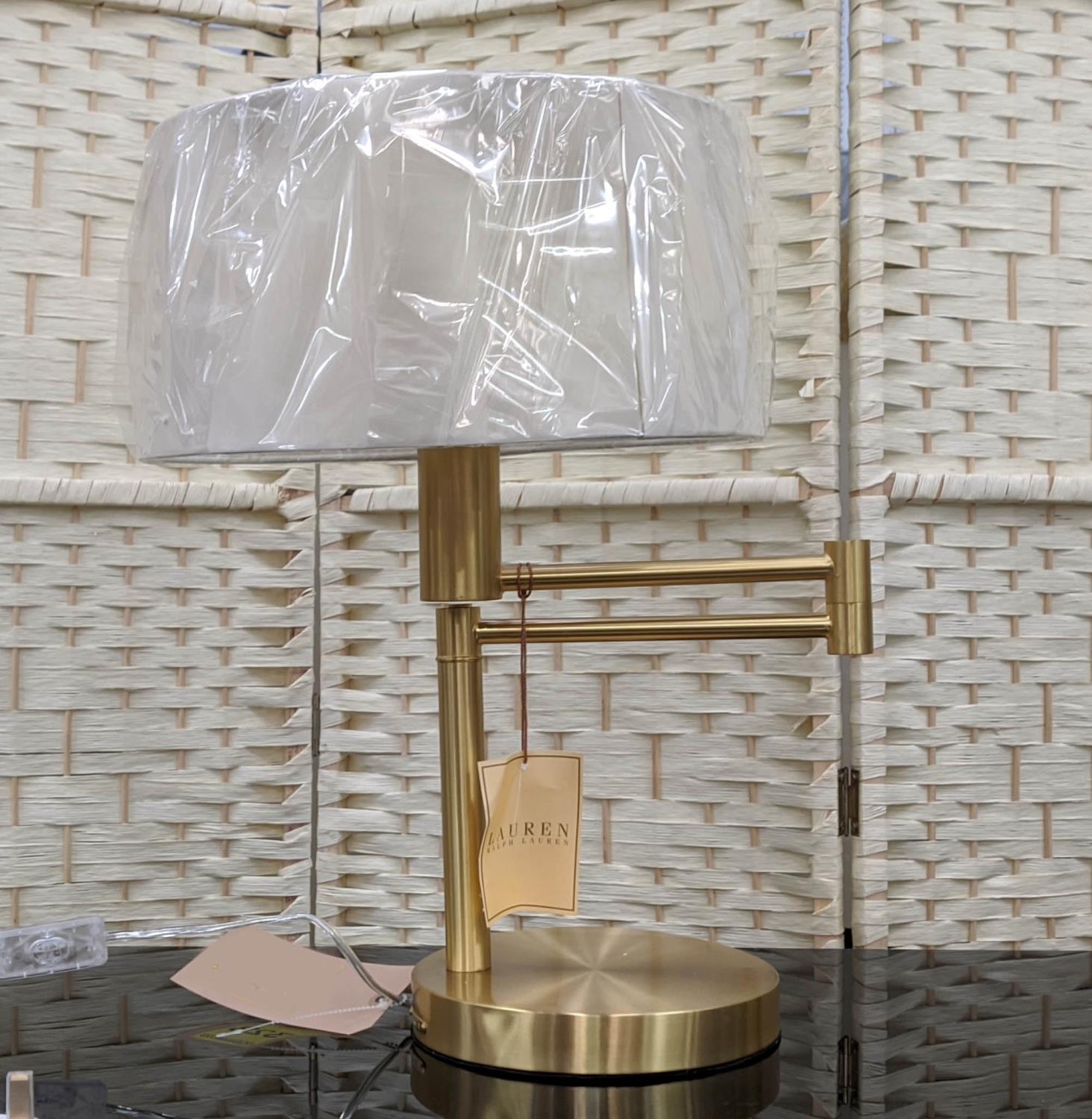 LAUREN RALPH LAUREN HOME SWING ARM TABLE LAMP, 49cm H, with shades.