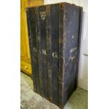MILITARY OFFICERS TRUNK, of substantial size, wood and iron bound, stenciled G. M. Gifford, 53cm H x