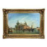 MANNER OF GIOVANNI ALIGHIERI, 'Venice, The Santa Maria Della Salute', oil on canvas, 60cm x 90cm,