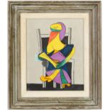 PABLO PICASSO, Donna Seduta, rare pochoir 1955, limited edition 200, suite Venti Pochoir, Milan,