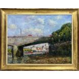 MICHAEL JAMES STRANG (British 1942-2021) 'St Paul’s from under Waterloo Bridge', oil on canvas,