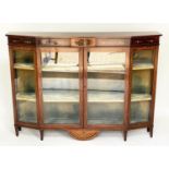 DISPLAY CASE, Edwardian in George III style, mahogany and satinwood with hand painted decoration