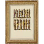 HENRY MOORE, Thirteen Standing Figures, 1958 lithograph, paper bears a Henry Moore watermark,