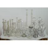 GEORGIAN GLASS TODDY LIFTERS and various other glass including Masonic firing glasses and lace