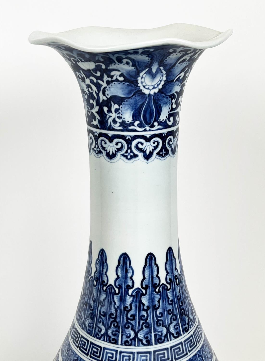 CHINESE BOTTLE VASE, Kangxi style, decorated with a Buddhist lions and deer with shaped lip, 79cm H. - Image 3 of 5