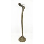 MANNER OF EDGAR BRANDT (French 1880-1960), 'La Tentation' bronze snake floor lamp, 147cm H.