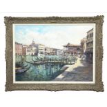 JOHN AMBROSE (British 1931-2010), 'Mercato di Rialto, Venice', oil on canvas, 75cm x 100cm,