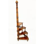 LIBRARY STEPS, a set George III mahogany with four tooled leather trimmed spiral steps, 1534cm H x