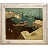 ATTRIBUTED TO SUZANNE COOPER (1916-1992), 'Harbour view', oil on board, 45cm x 53cm, framed.