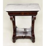 CONSOLE TABLE, 19th century French Louis Philippe flame mahogany, with frieze drawer, mirror back