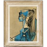 PABLO PICASSO, Portrait of Sylvette, off set lithograph, vintage French frame, 56cm x 44cm.