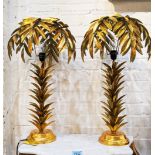 TABLE LAMPS, a pair, Maison Jansen style, palm tree design, with shades. (2)