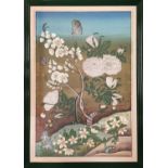 EARLY 20TH CENTURY ASIAN SCHOOL, 'Flowers plants and butterflies', watercolour, 107cm x 72cm,