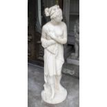 STATUE OF VENUS, 116cm H x 37cm, cream painted reconstituted stone.