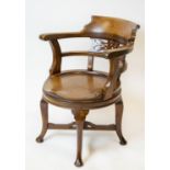 DESK CHAIR, 79cm H x 61cm, late Victorian mahogany.