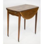 PEMBROKE TABLE, 74cm H x 45cm x 76cm, 88cm open, George III mahogany, satinwood banded and boxwood