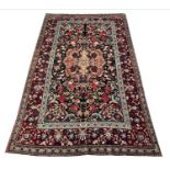 ANTIQUE ISPHAHAN RUG, 222cm x 135cm.