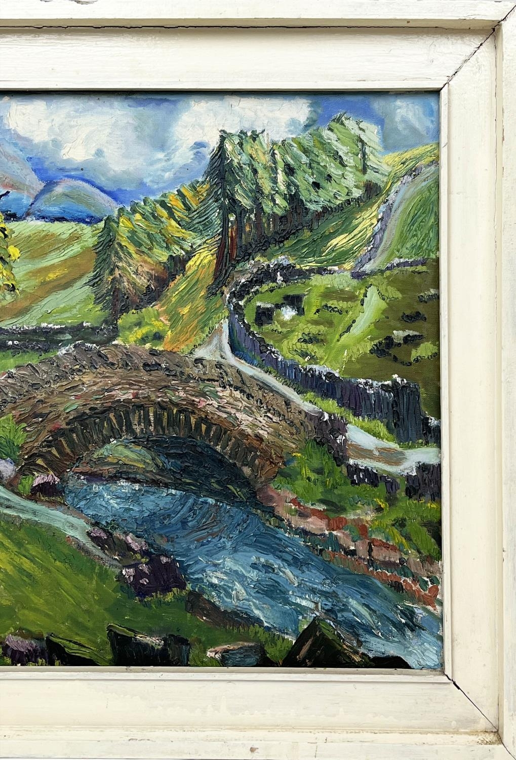 MID 20TH CENTURY BRITISH SCHOOL, 'Ashness Bridge, Lake District', oil on canvas, 50cm x 60cm, - Bild 3 aus 5