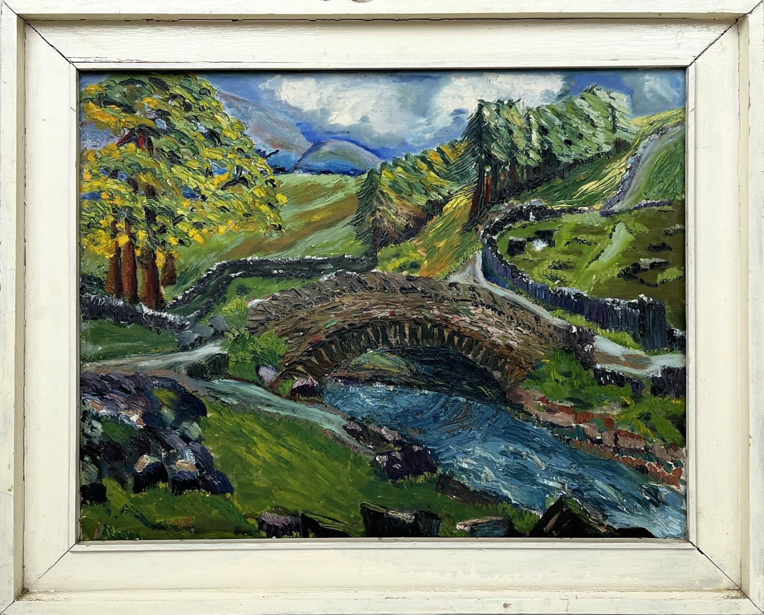 MID 20TH CENTURY BRITISH SCHOOL, 'Ashness Bridge, Lake District', oil on canvas, 50cm x 60cm,