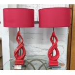 TABLE LAMPS, a pair, 55cm H, 1970's German inspired, with shades. (2)