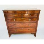 SCOTTISH HALL CHEST, early 19th century figured mahogany and line inlaid of adapted shallow