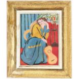 HENRI MATISSE, off set lithograph, Femme avec guitare, signed in the plate, vintage French frame,