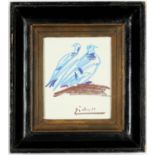 AFTER PABLO PICASSO, Two Doves, off set lithograph, signed in the plate, vintage French frame, 17.