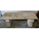 ARCHITECTURAL GARDEN BENCH, composite stone, 112cm W.