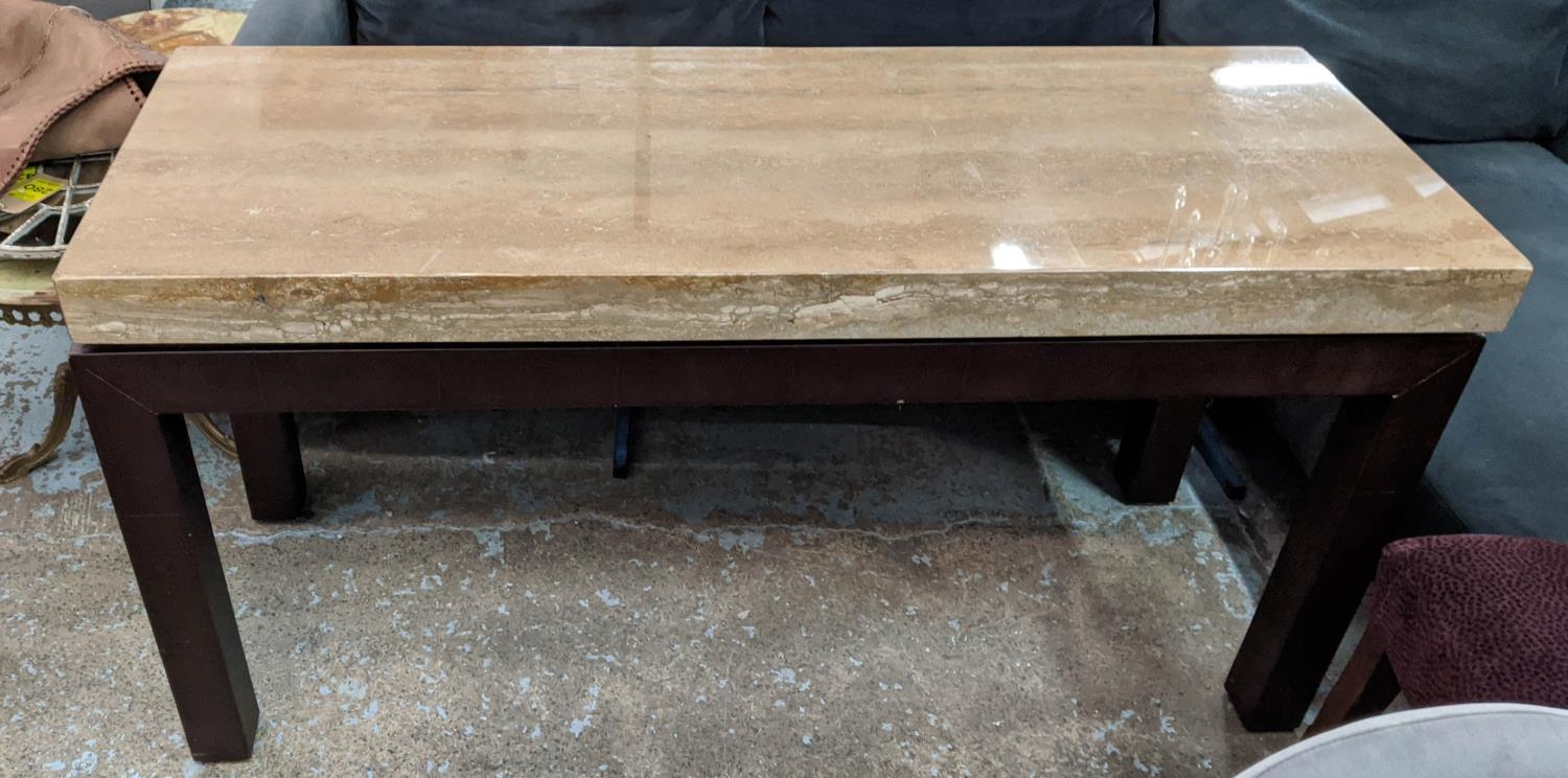 ANDREW MARTIN TABLE, 160cm L x 77cm H x 56cm D with a rectangular marble top on a base. - Image 2 of 5