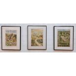 SET OF THREE x original, vintage, 'New Yorker' magazine lithographic prints, Circa 1950s, each