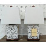 LAUREN RALPH LAUREN HOME TABLE LAMPS, a pair, with shades, glazed ceramic 43cm H. (2)