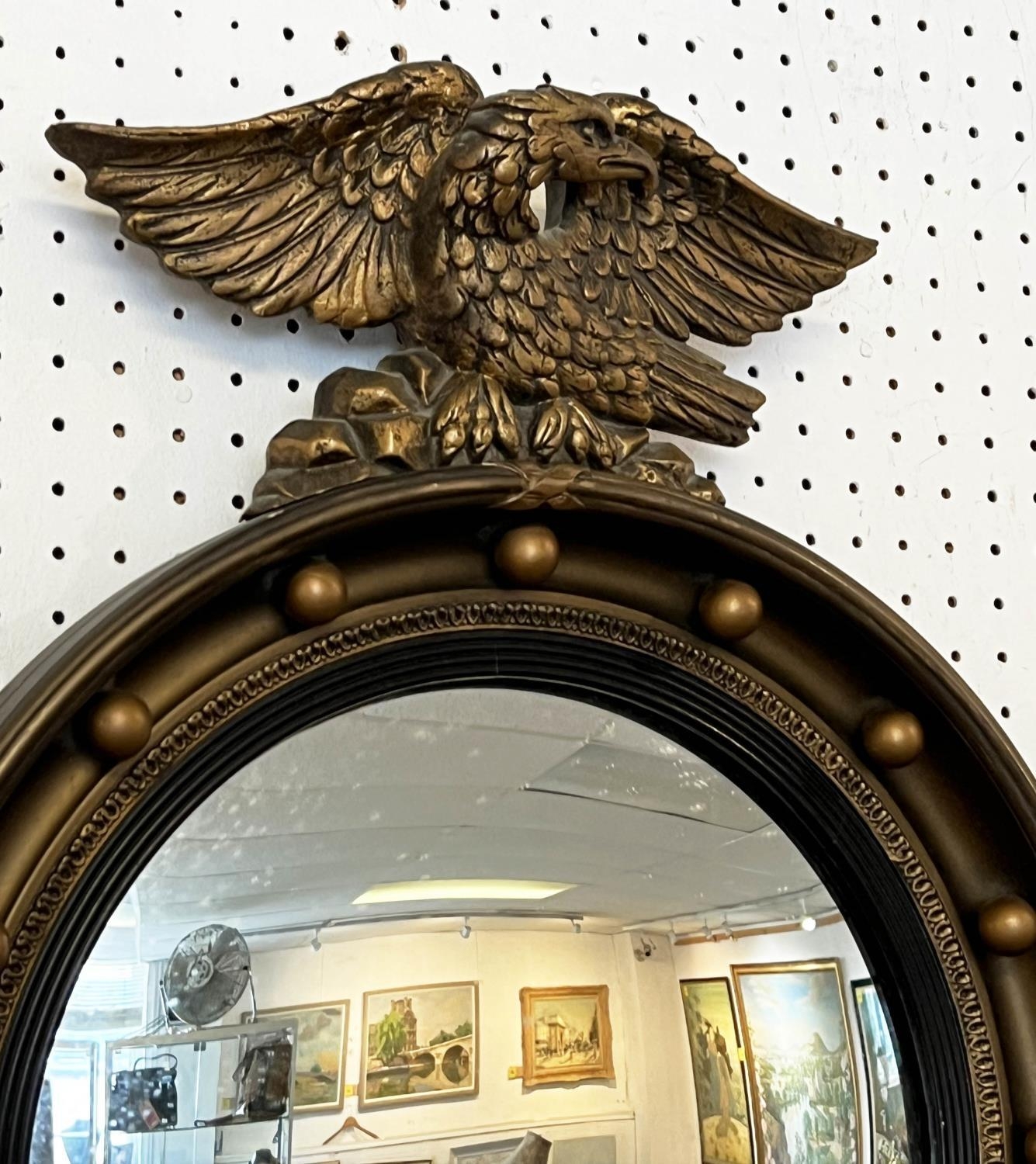 CONVEX WALL MIRROR, Regency design with eagle surmount, 61cm H x 41cm W. - Bild 3 aus 3