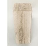 PLINTH, 1970's Italian travertine marble square section and stepped top, 28cm x 28cm x 72cm H.