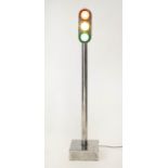 TRAFFIC LIGHTS FLOOR LAMP, 150cm H x 30cm W, French polished steel.