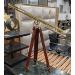 TELESCOPE ON STAND, on height adjustable tripod stand, 198cm H at tallest.