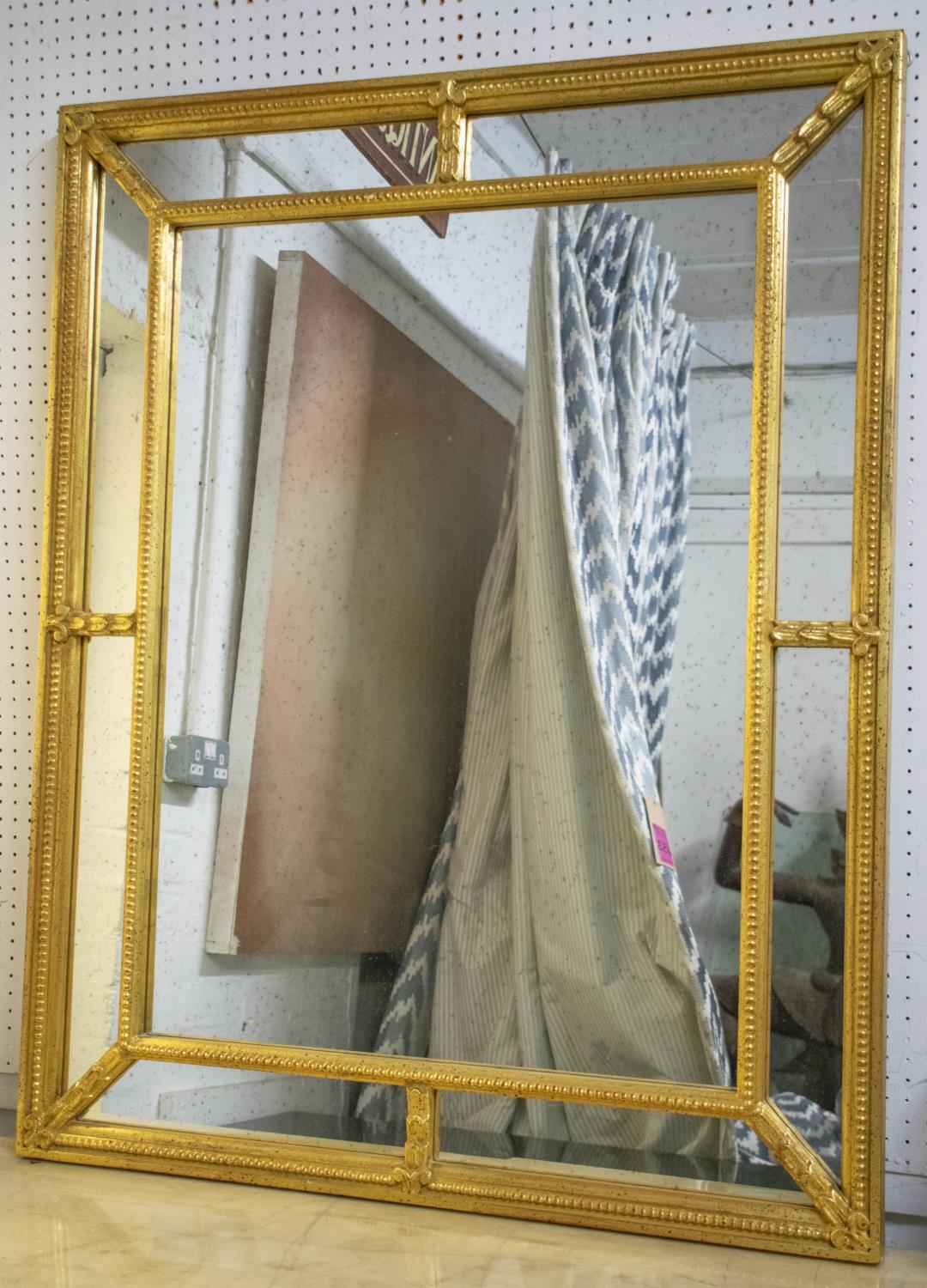 WALL MIRROR, 107cm x 86cm, gilt framed with antiqued marginal plates.