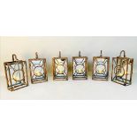 WALL HANGING CANDLE LANTERNS, a set of six, French Art Deco style, mirrored backs, 42cm x 22cm x