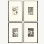 AFTER FRANCISCO GOYA, four off set lithographs after the engraving, suite: Los Caprichos, ref Jean