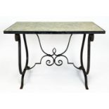 ORANGERY/POTTING TABLE, French Provincial design, cast iron base with rectangular marble top, 75cm H